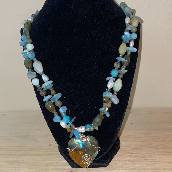 Labradorite Gems Heart Necklace - Picture 1 of 5